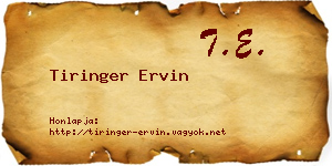 Tiringer Ervin névjegykártya